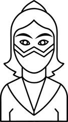 Avatar Icon Wearing Mask Outline Style.