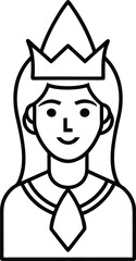 Avatar Icon with Crown Line Design.