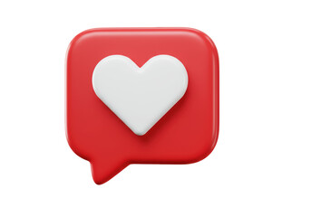 Isolated Red Speech Bubble with White Heart