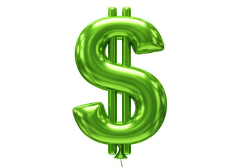 Isolated Green Metallic Dollar Sign Balloon