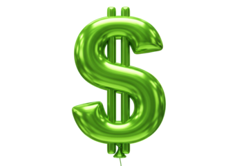 Isolated Green Metallic Dollar Sign Balloon
