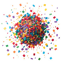 Rainbow confetti explosion isolated on transparent background
