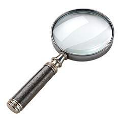 Magnifying glass with wooden handle isolated on transparent background