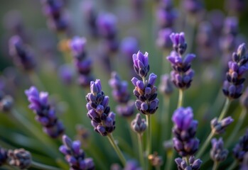 close up of lavender buds glowing with essential oils promoting relaxation and better sleep quality.