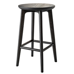 Dark wood bar stool isolated on transparent background