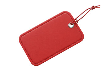 Isolated Red Leather Price Tag with String