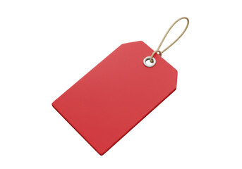 Isolated Simple Red Price Tag with String