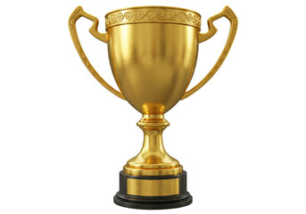 Isolated Golden Trophy Cup on Black Stand