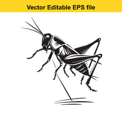 Detailed Vector Illustration of a Grasshopper Insect Featuring Sharp Lines and Distinct Shading Creating a Striking Visual