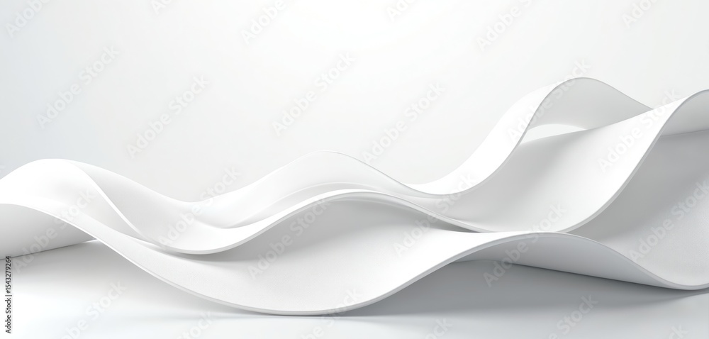 Poster white abstract wave design on white background. modern three dimensional graphic elements with curve