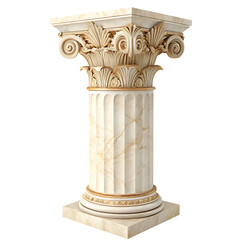 Classical marble column isolated on transparent background