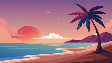 tropical beach with palm trees