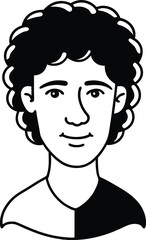 Curly Haired Man Avatar Icon Design.