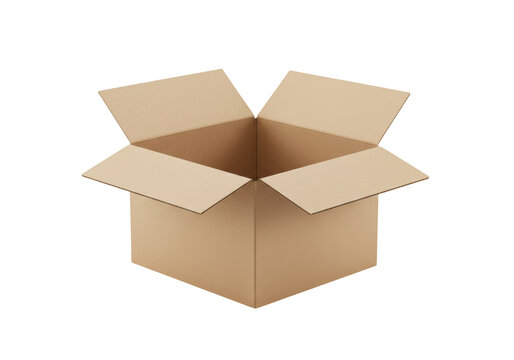 Isolated Open Empty Brown Cardboard Box