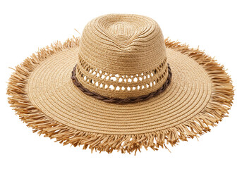 Isolated Woven Straw Floppy Hat Summer Fashion Statement