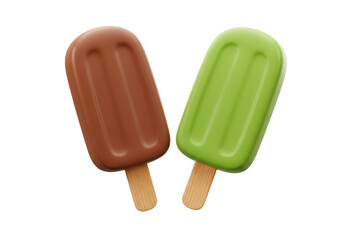 Isolated Chocolate Green Popsicles Refreshing Summer Treats