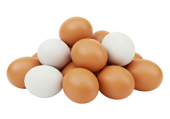 Isolated Grouping of Brown and White Chicken Eggs