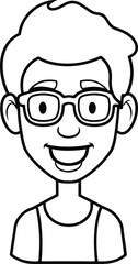 Cute Nerdy Character With Glasses And Braces.
