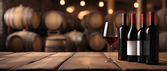 wine in cellar with grapes and barrel | winery, cellar, tasting concept