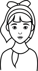 Cute Young Girl Avatar With Ribbon Hair.