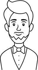 Elegant Man Avatar Wearing Bow Tie.