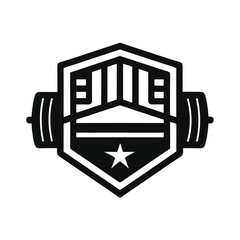Weightlifting Shield Logo Design with Star