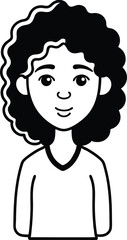 Female Avatar Icon with Curly Hairstyle.
