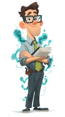 Smiling, confident professional figure.