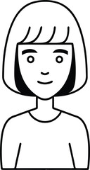 female avatar outline bob hairstyle icon.
