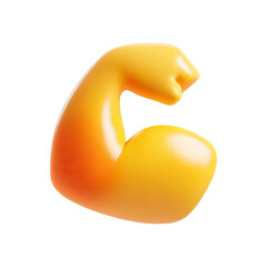 3D Render of a Flexing Arm Muscle in Yellow on Transparent Background