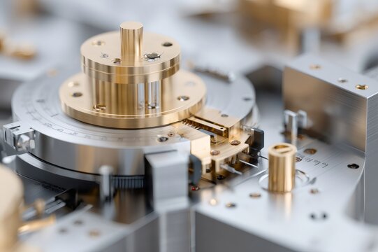 Complex mechanism with rotating parts and gears operating smoothly