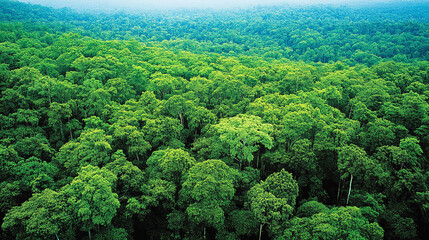 Aerial View of Lush Rainforest Canopy