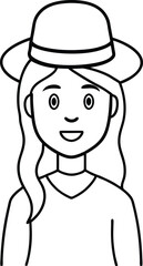 Girl Wearing Hat Outline Avatar.