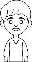 Hand-Drawn Boy Avatar Cartoon Outline Design.