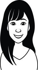 Happy Female Avatar With Side Bangs.