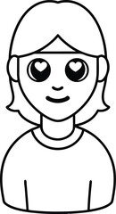 Heart Eyes Emoji Style Avatar Icon.