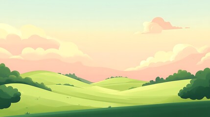 Obraz premium Pastel colored hills under a soft sunset sky.