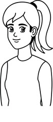 Minimal female avatar ponytail drawing.