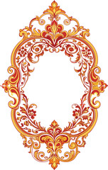 Ornate Red and Gold Floral Frame Illustration