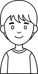 Minimalist Boy Avatar Line Art Illustration.