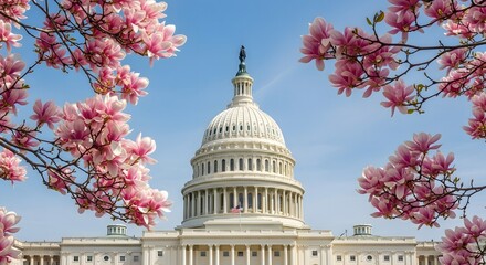Spring Blooms Frame the United States Capitol Building