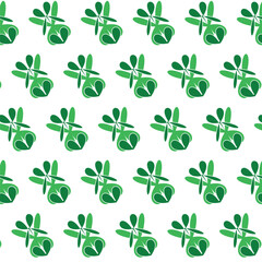 Repeating pattern of green shamrocks on a white surface