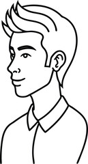 Minimalist Male Face Outline Avatar Design.