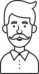 Mustache Man Avatar Vector Outline Icon.