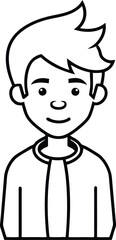 Modern Teen Boy Line Avatar Graphic.