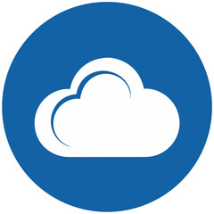 White cloud icon on blue circle background