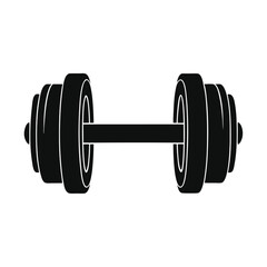 Black dumbbell silhouette for fitness concept