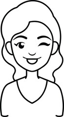 Outline Icon of Winking Woman Avatar.