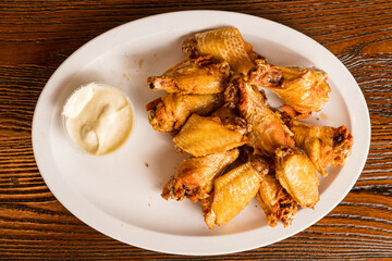 Chicken wings with dipping sauce