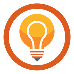 Orange circle lightbulb idea icon graphic